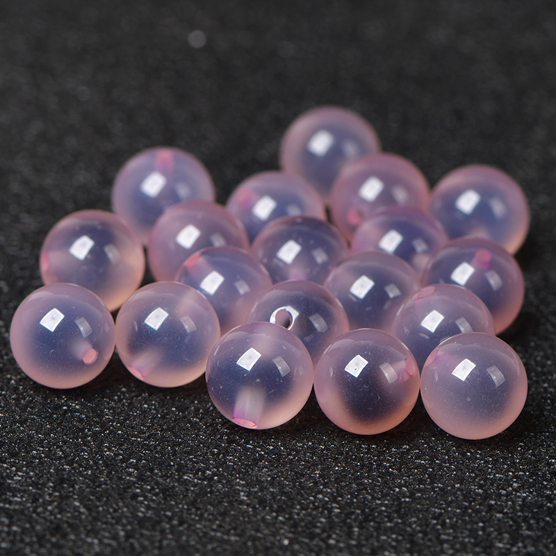 天然冰透粉糖心玛瑙散珠子DIY手工材料饰品配件圆珠手链项链单颗