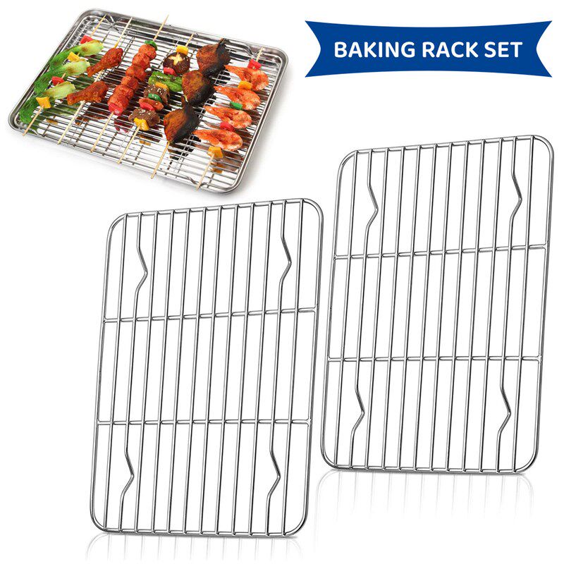 2Pcs Baking Rack Cooling Rack Stainless Steel Roasting Heat