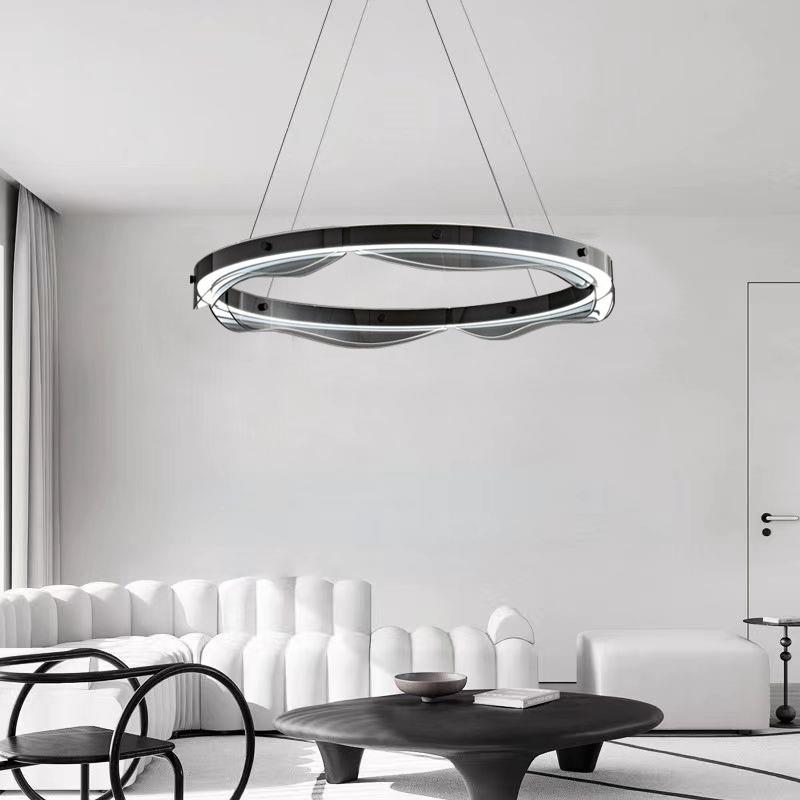 意式极简客厅吊灯烟灰玻璃高级感轻奢北欧吊燈大厅创意现代简约灯