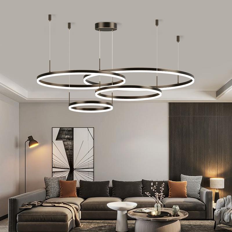 现代极简客厅吊灯轻奢设计师简约环形大气餐厅主灯圆环led灯具