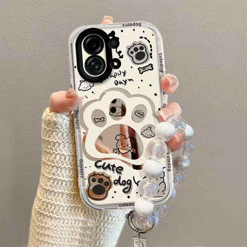 适用OPPOK13Turbo手机壳K13TurboPro保护套OPPO5G新款Pro镜头全包防摔0pp0化妆镜面opk男女opopk外壳小狗爪印