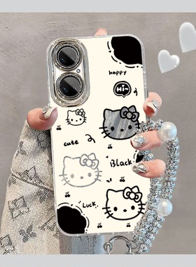 适用鼎桥P50手机壳TDTechP50保护套AVA一PA00华为TD智选Tech新款可爱TDP羽纱闪粉全包防摔AVAPA女生黑白kt猫