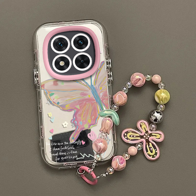 适用红米Note15Pro手机壳RedmiNote15十保护套Redmi小米新款化妆镜面全包防摔外壳RED加5G+115G男女彩花蝴蝶