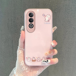 适用oppoK12Plus手机壳K12新款OPPO金属漆玻璃PJR110保护套PKS110全包防摔外壳opp0pp0ppok125G女款可爱兔子