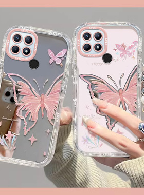 适用PEFM00手机壳OPPOPEFM00保护套OPPO型号PEFMOO新款外壳OPPOPEFMOO镜面OPP0PP0PPO全包防摔男女款粉底蝴蝶