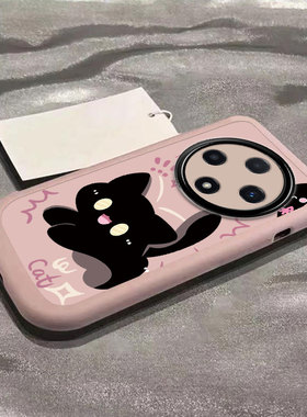 适用OPPOA3 5G手机壳OPPO A3pro保护A35G套可爱小黑猫PKA110OPPOPKA液态硅胶OPA外壳OPPA全包防摔OPOPA女可爱