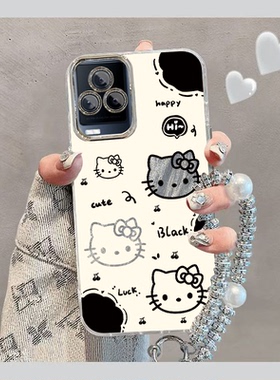 适用iQOO7手机壳vivoiQOO7保护套vivo爱酷iQ007可爱i酷iPOO液态iQO羽纱iOOQ全包iQQO防摔iQ7iCOO女生黑白kt猫