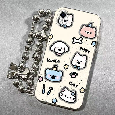 适用苹果x/xr/xsmax手机壳iPhone1615/14/13pro新款苹果12/11高级全包防摔苹果6s78plus电镀银框5s泼墨小动物