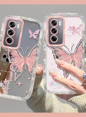 适用OPPOReno12手机壳Reno125G套OPPO新款OPOPReno春日蝴蝶OPReno外壳OPPReno全包防摔POOPReno女粉色OPOReno