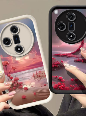 适用oppofindx7/ultra手机壳新款opofindx6pro硅胶软壳findx3全包防摔findx5pro高级感女款带挂绳por月亮花海