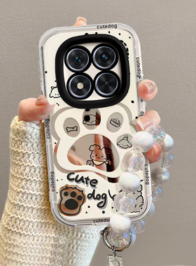 适用红米Note15Pro手机壳RedmiNote15十保护套Redmi小米新款化妆镜面全包防摔外壳RED加5G+115G男女小狗爪印