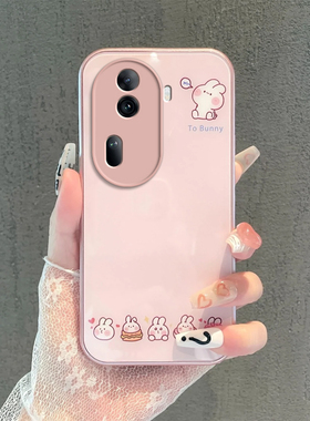 适用opporeno11/12pro手机壳reno10女新款reno7全包防摔reno8/9pro+十可爱兔子reno6/5k玻璃opreno4se3元气版
