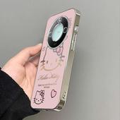 x50i 新款 华为honorx30 适用荣耀x60手机壳x50gt x10 x60pro荣耀x40gt竞速版 x20se 8x电镀银透明粉色kt猫