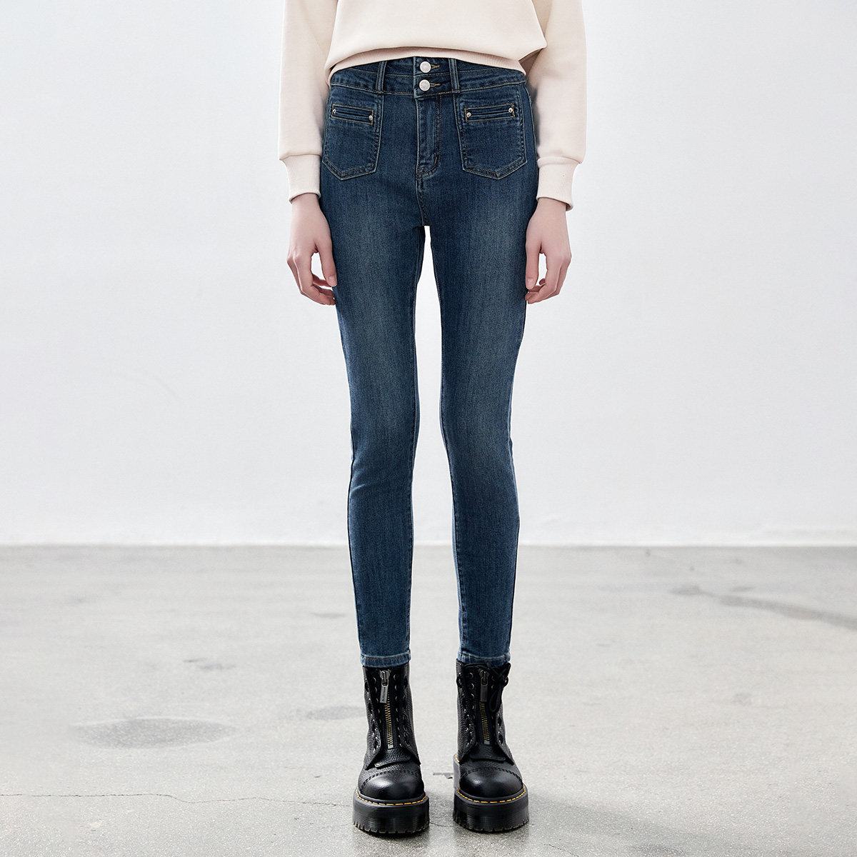 纳纹2025新秋款高腰修身时尚百搭小脚裤紧身显瘦休闲牛仔裤女