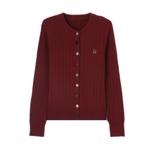 纳纹2025秋款圆领麻花彩扣针织开衫上衣休闲时尚百搭针织衫女