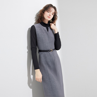 圣诞半高领针织内搭上衣连衣裙两件套套装 26春款 女 含绵羊毛