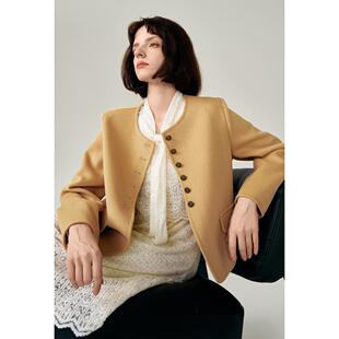 NAWain纳纹 【多色可选】2025秋冬新款短款外套羊毛双面尼大衣女