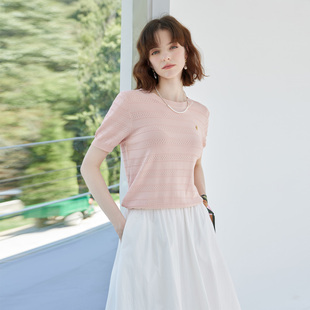 薄款 2025夏款 针织衫 纯色修身 透气休闲百搭T恤女 圆领短袖