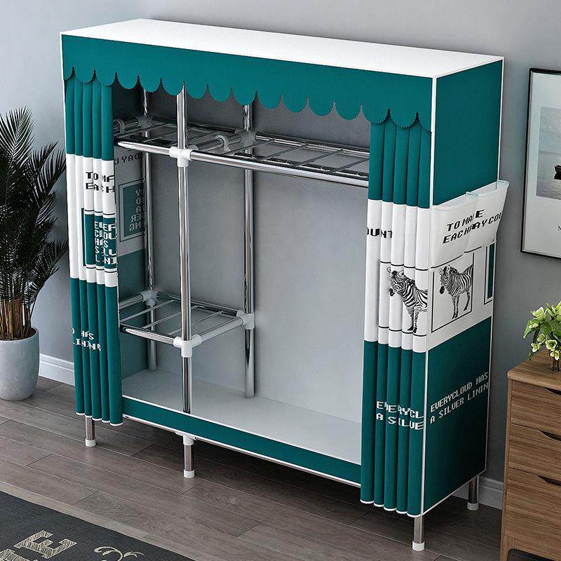 德国进口简易衣柜钢管布衣柜加粗加固卧室组装家用衣橱出租房挂衣