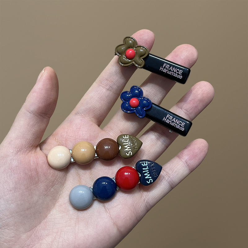 复古爱心花朵鸭嘴夹女发卡