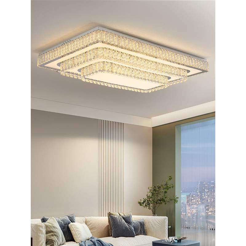现代轻奢长方形水晶灯客厅吸顶灯简约大气2025新款全屋套餐灯具,3C数码配件,USB灯,淘宝优惠券,粉丝福利购,淘宝优惠卷