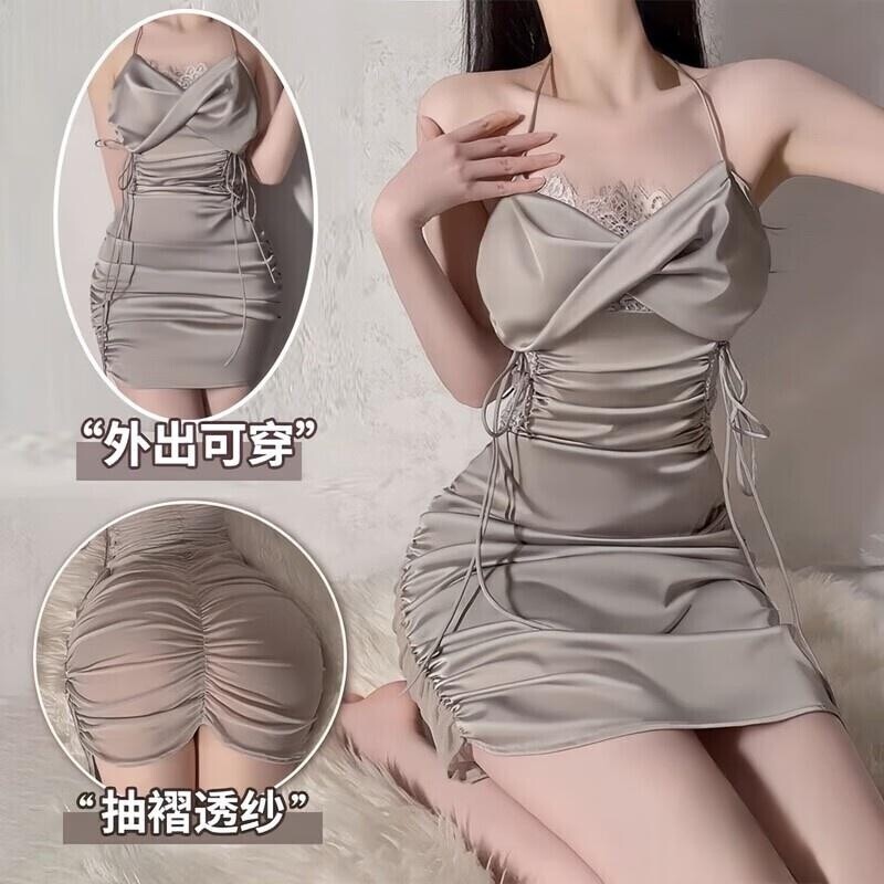 性感钢圈小胸显大聚拢带胸垫睡衣女款冰丝吊带睡裙蕾丝大码睡袍装