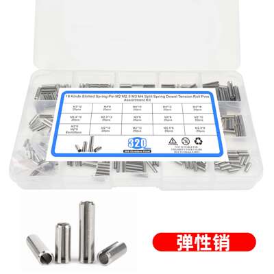 320pcs 304不锈钢GB879弹性销开口圆柱销定位销空心销 弹簧销钉