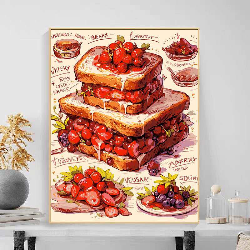 【美食下午茶系列】DIY数字油画大幅手绘画手工填色油画减压装饰,居家布艺,钻石绣,淘宝优惠券,粉丝福利购,淘宝优惠卷