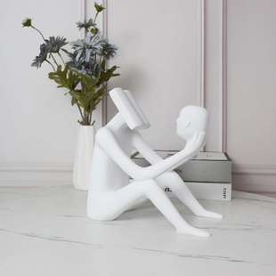 创意简约树脂装 饰品 饰抽象人物雕塑摆件家居饰品客厅样板房玄关装