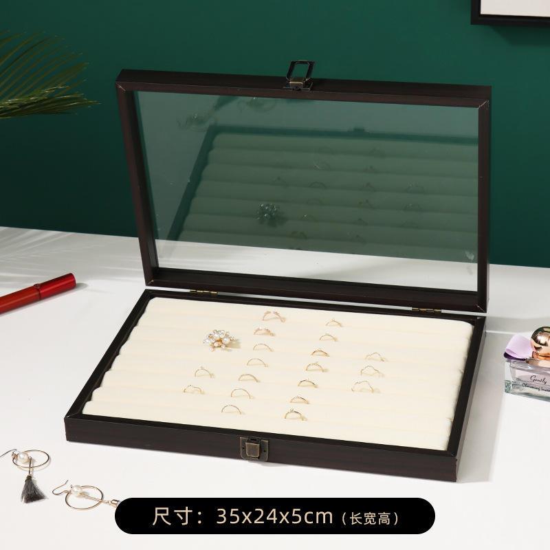 鑫克花梨木纹珠宝箱耳钉耳环手表手链展示托盘戒指手镯收纳整爆款