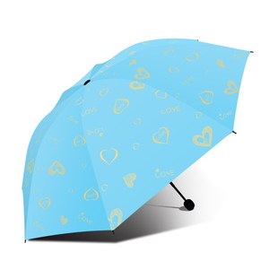 三折小清新烫金爱心n女晴雨两用伞创意黑胶防紫外线太阳伞厂家