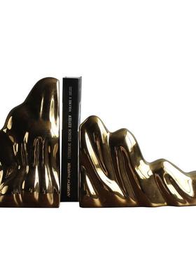 期供应现代式NGO中陶瓷样板间摆设镀金书靠陶瓷创意软装件饰摆长