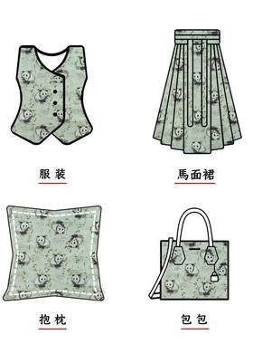 甲国风色织熊猫四件套床装饰服CT-L4-46面料新中式马可爱童装拜年