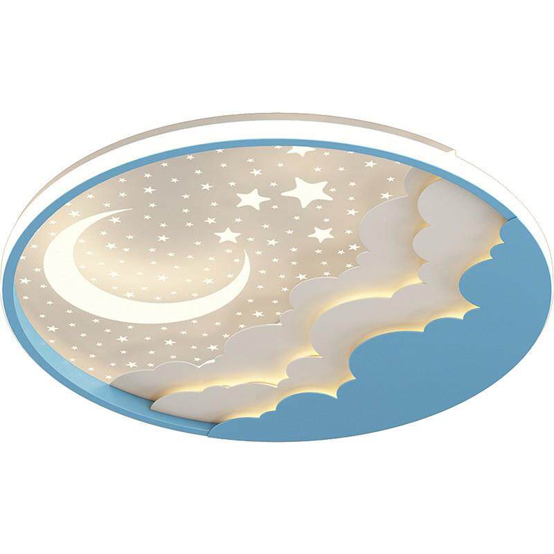 新儿童房灯led创意月亮吸灯卡通卧星星室灯男孩款女孩RFY房顶间灯