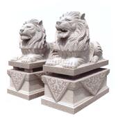 大石雕庭院景摆件鹏石狮子DP 868材质青观雕塑石看门狮一对