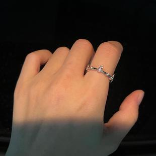 925纯银间隔紫色圆钻皇冠土星戒指高级感指环