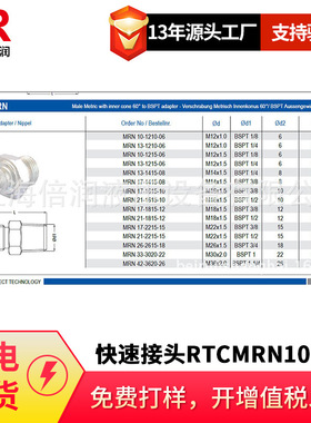 倍润RTC快速接头RTCMRN10-1210-06/13-1210-06系列 替换Staubli