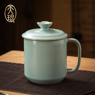汝窑天青釉将军杯 高端礼品主人杯品茗杯高档茶具 办公杯 个人杯