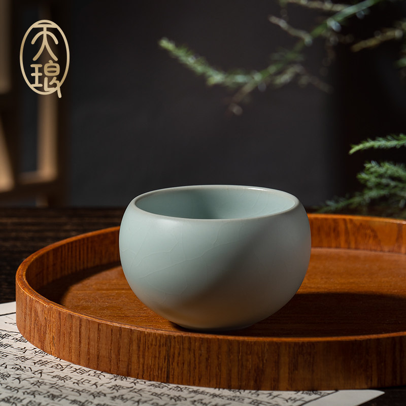 天琅窑 汝窑天青釉禅定杯 高端礼品伴手礼主人杯手工瓷器汝瓷茶杯