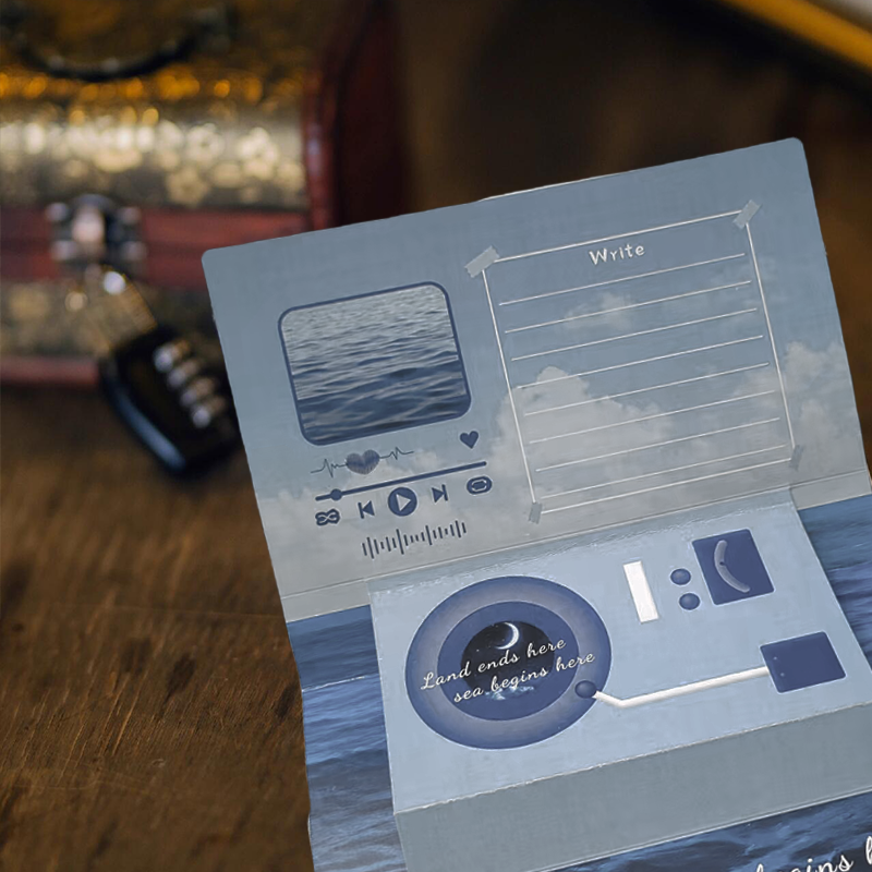 立体录音贺卡高级感磁带七夕生日小卡片祝福礼物高颜值可折叠留声