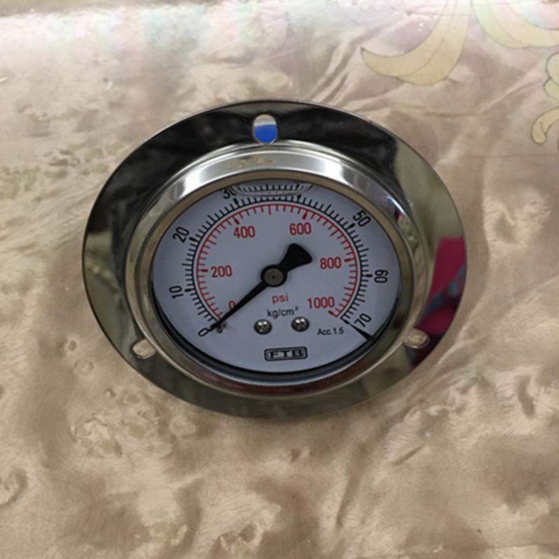 FTB台湾充油耐震压力表0-70kg/cm2背式注液防震油压表1000psi埋入