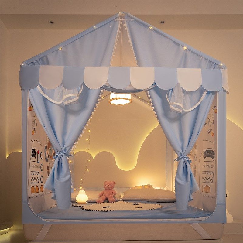 儿童防摔蚊帐家用2024新款卧室高级防止掉床全底蒙古X包三开门帐