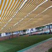 遮阳棚天幕学校游泳池电动伸缩遮阳帘幼儿园操场户外电.动内遮阳