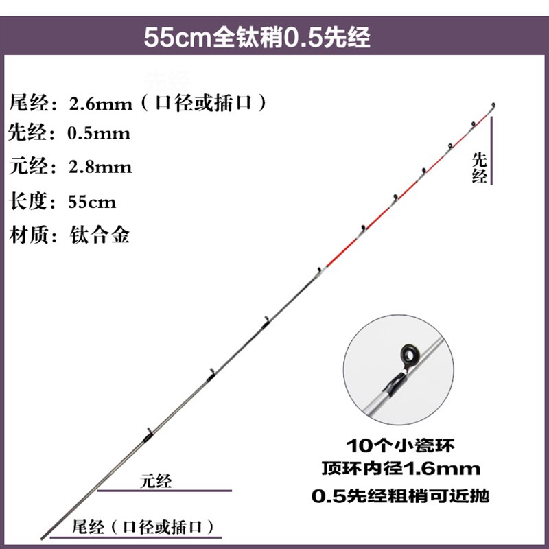 全钛合金竿稍筏竿竿稍q微铅软尾硬尾伐杆筏杆阀杆杆稍夜光电子筏