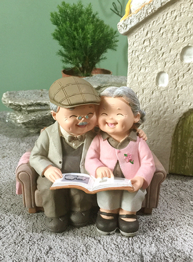 创意老两口情侣摆件结婚礼u物家居小装饰品酒柜玄关摆设高档工艺