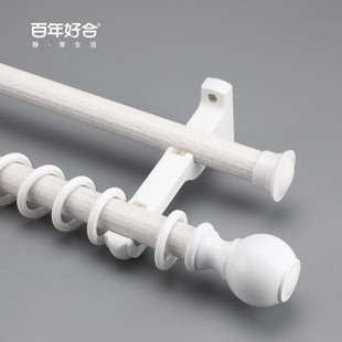 德裕窗帘杆罗马杆单杆双杆t侧装加厚锰钢合金配件静音窗帘轨道滑