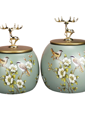 欧式创意客厅酒柜家居玄关摆件美式软装J饰品电视柜储物罐工艺摆