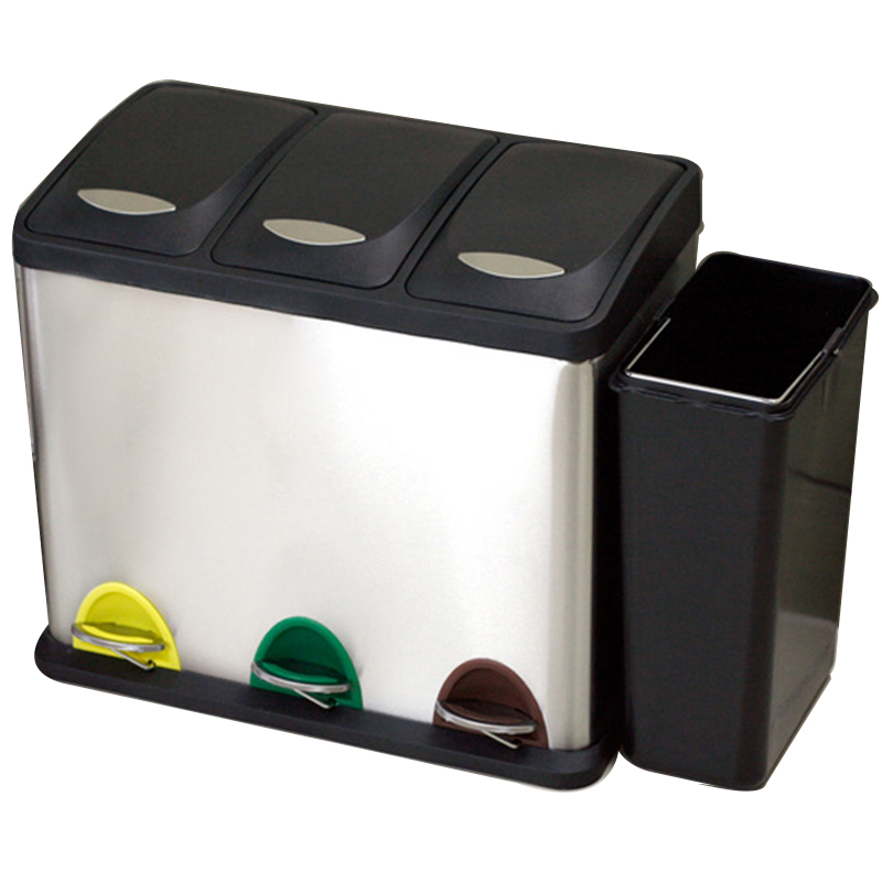不锈钢脚踏两三分类垃圾桶学校t教室内用16L30L48L60L24L45升