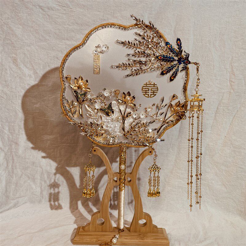 新娘中式婚礼e礼物团扇香槟色结婚喜扇秀禾服扇手捧花扇DIY材料包,家居饰品,工艺扇/团扇/喜扇/折扇,淘宝优惠券,粉丝福利购,淘宝优惠卷