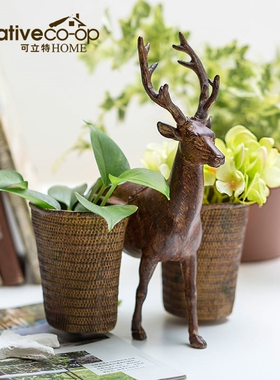 可立特美式复古小鹿收纳桶动物造型笔筒玄关装饰桌面Y摆件礼品包
